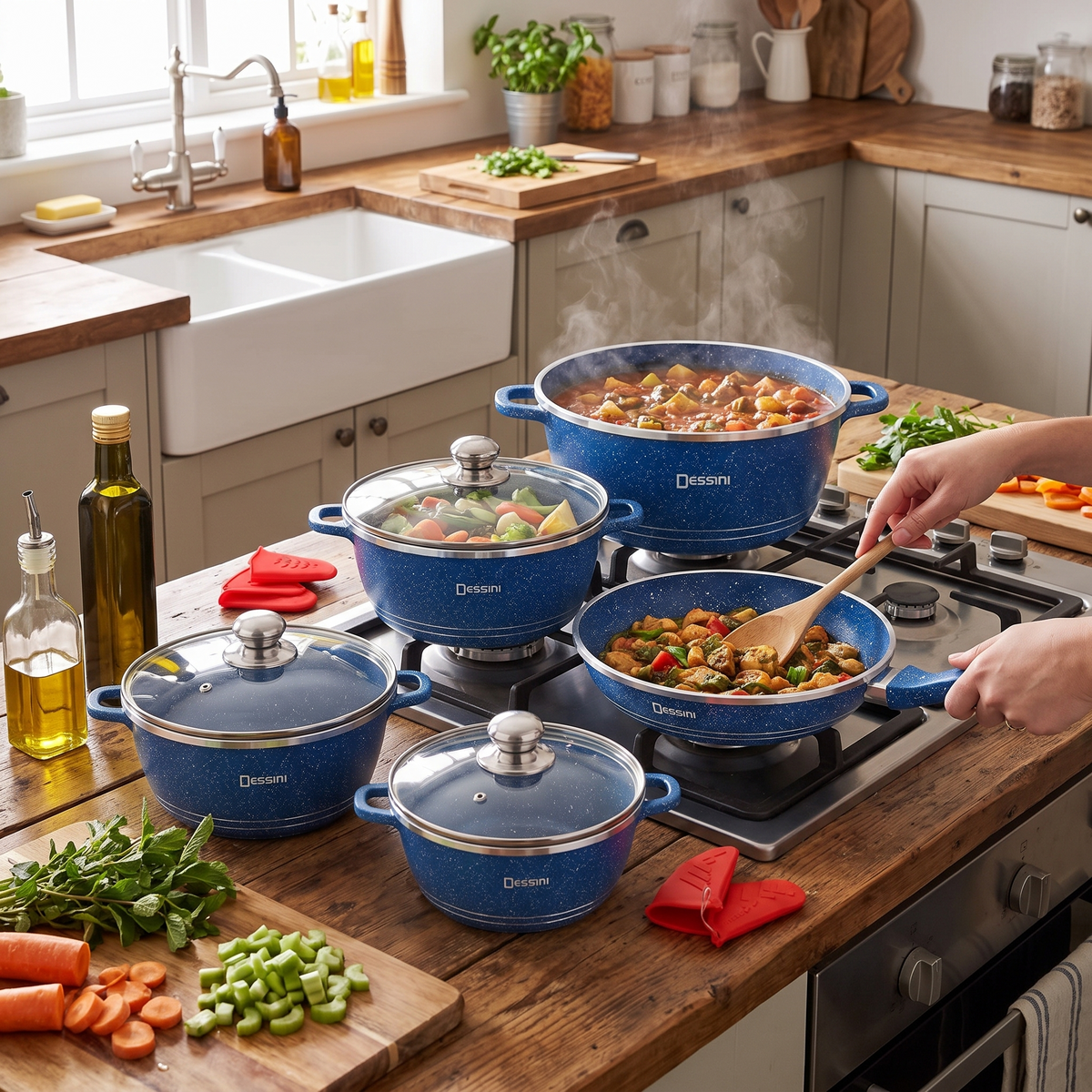 Non-stick aluminum pan set