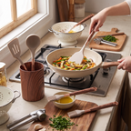 Silicone Kitchenware Set 11-piece Gold-plated Wood Grain Handle Non-stick Pan