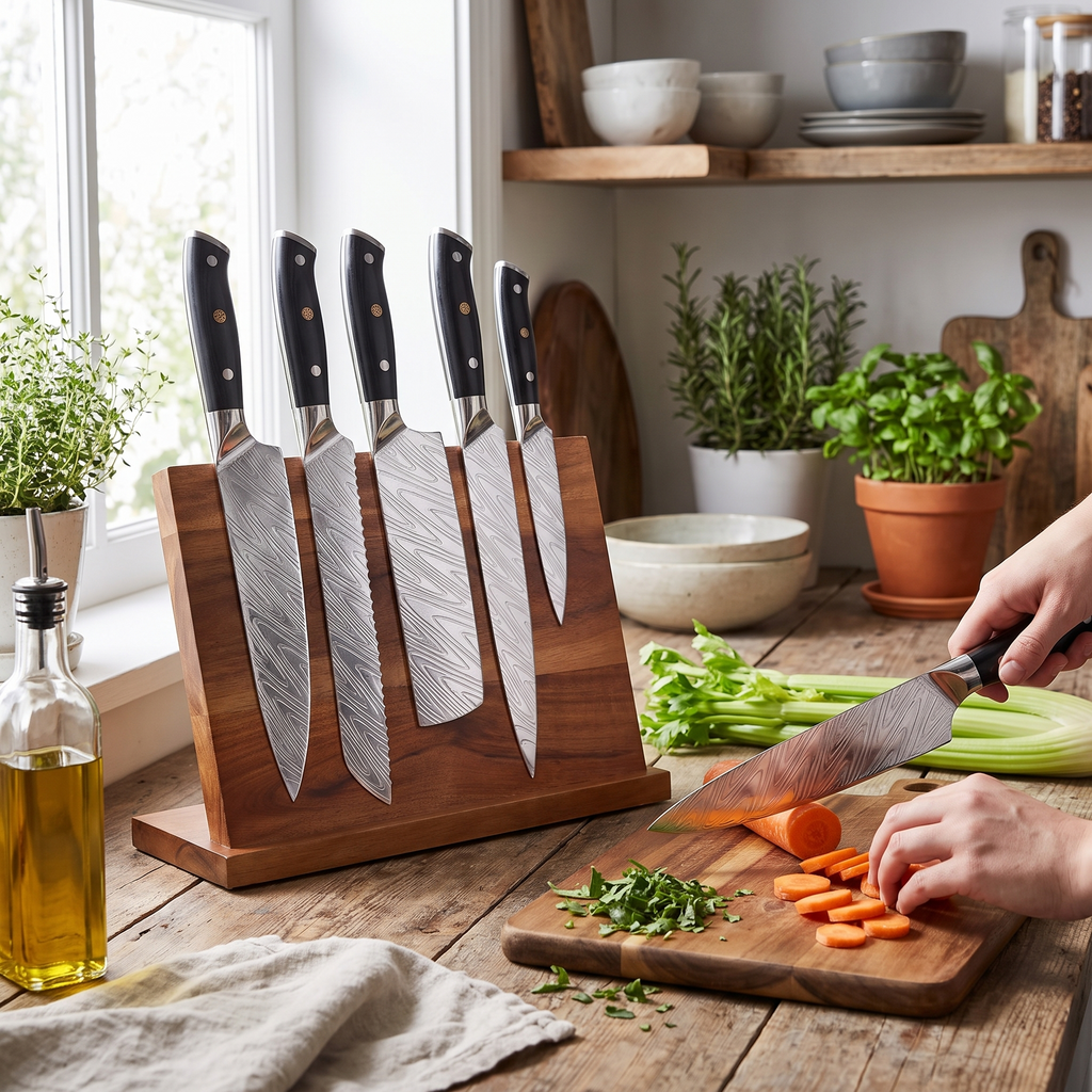 Kitchen Magnetic Wooden Knife Holder