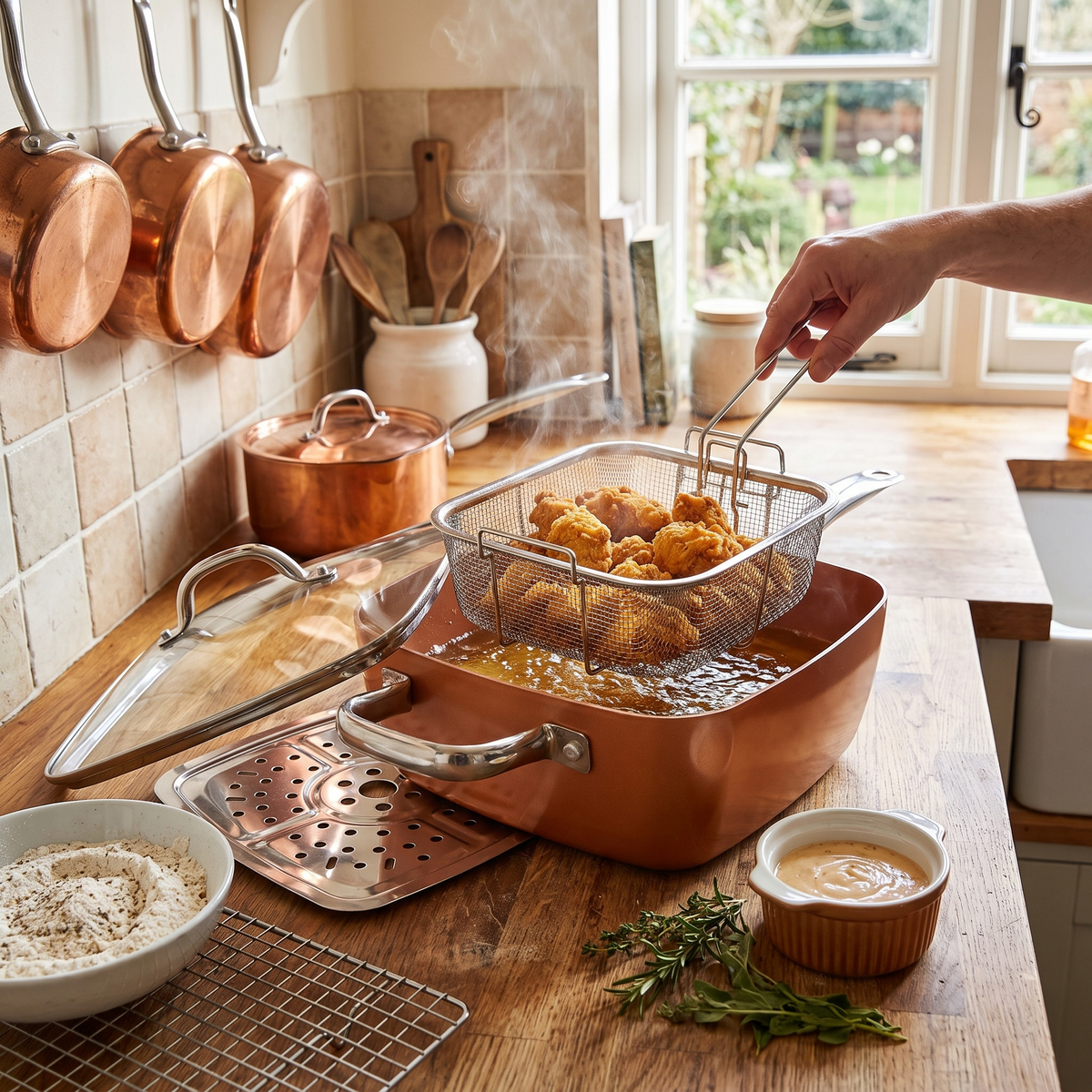 Deep Fryer Copper Pan Set