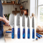 Multi-Purpose Resin Handle Knife Set Blue Marbled