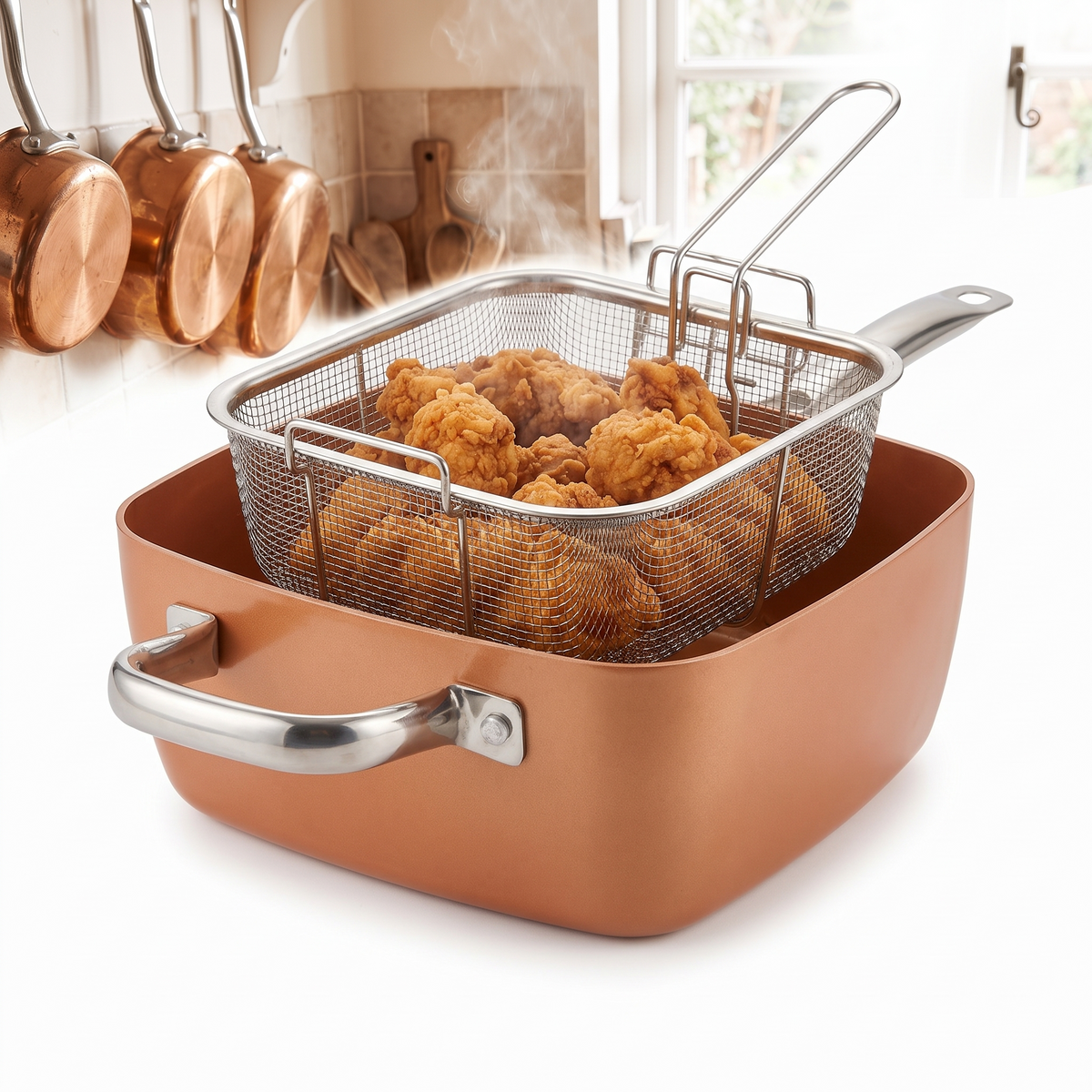 Deep Fryer Copper Pan Set