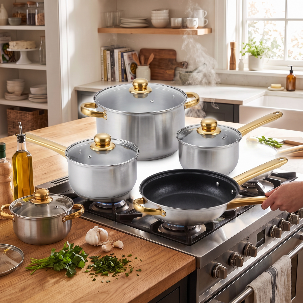 Stainless Steel Frying Pan Non-Stick Pan Frypan Set